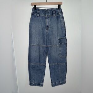 Etica Denim Jean Pant Women Size 24 Juni Relaxed Fit Cargo Blue Cotton Blend